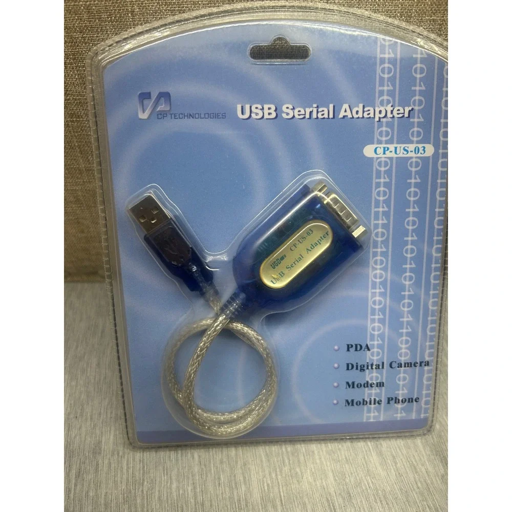 CP Technologies CP-US-03 USB Serial Adapter DB9 RS-232 Cable Blue Silver NEW‎